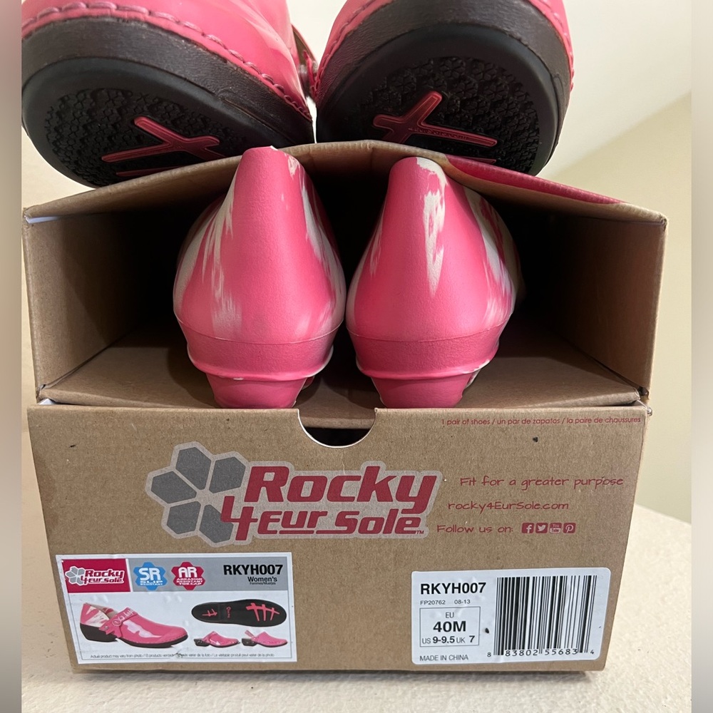 Rocky 4EurSole Clogs Leather Breast Cancer Awareness Hope Pink‎ • Sz 9 -